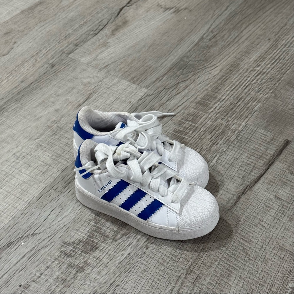 adidas Kids White and Navy Sneakers